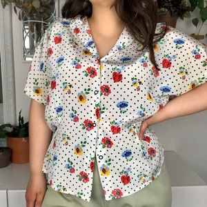 Vintage 80s Floral Blouse